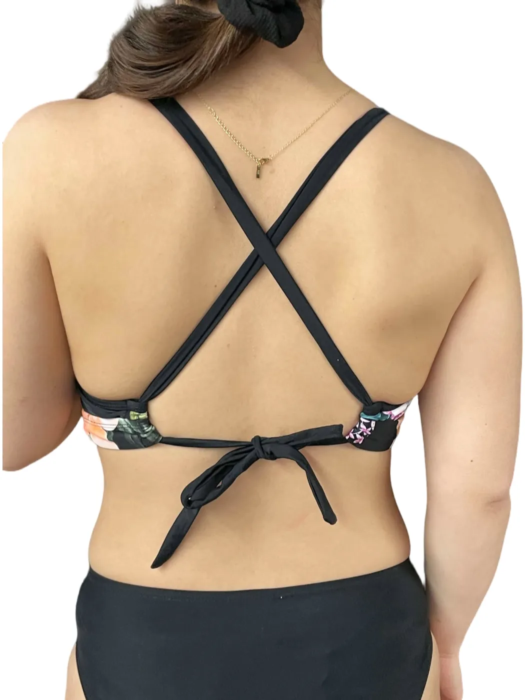 Haut de maillot noir imprimé de fleurs - MOSAIIC