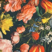 Tissu canevas imprimé fleuri