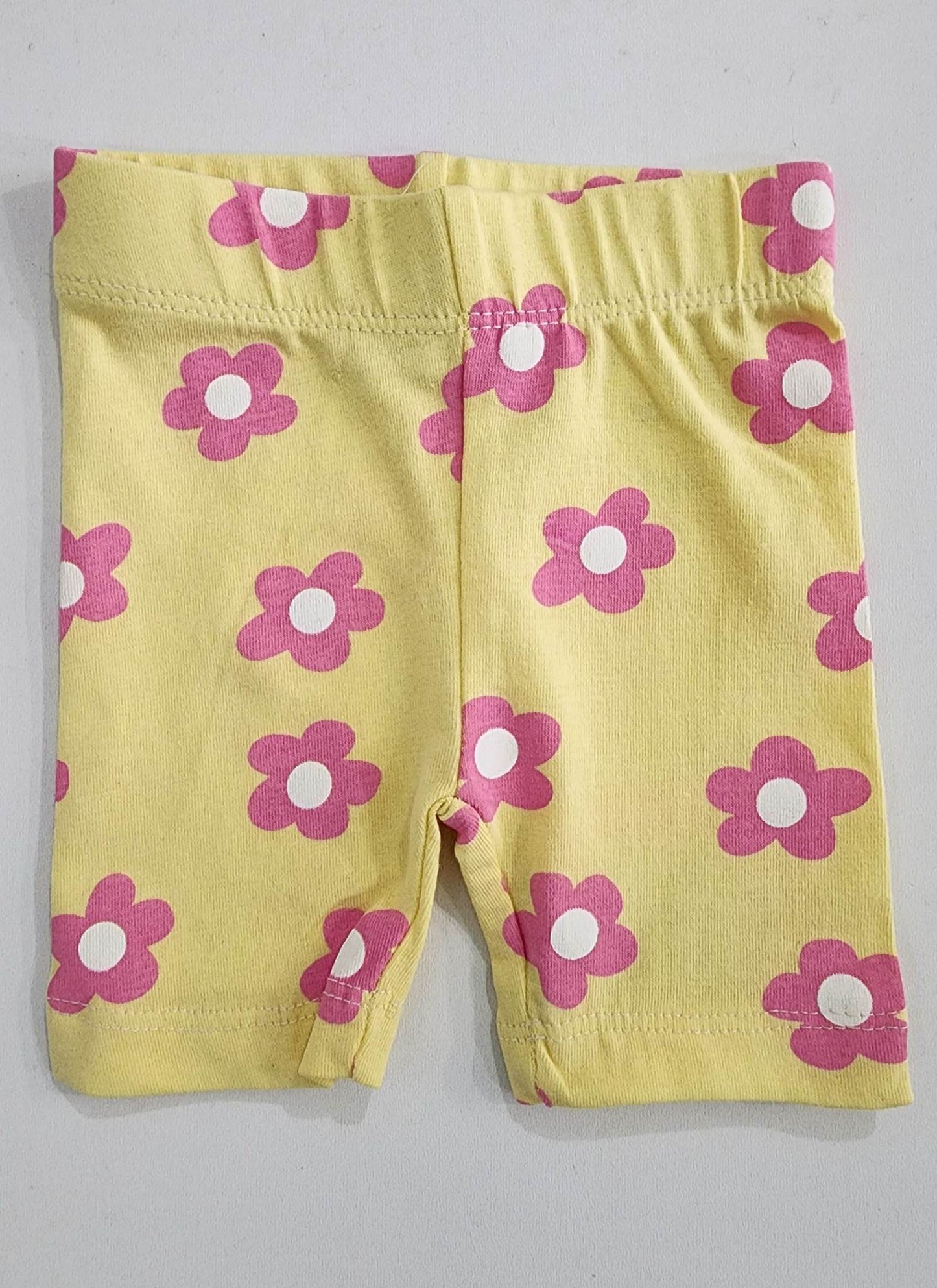Legging capri jaune imprimé de fleurs - DIDI