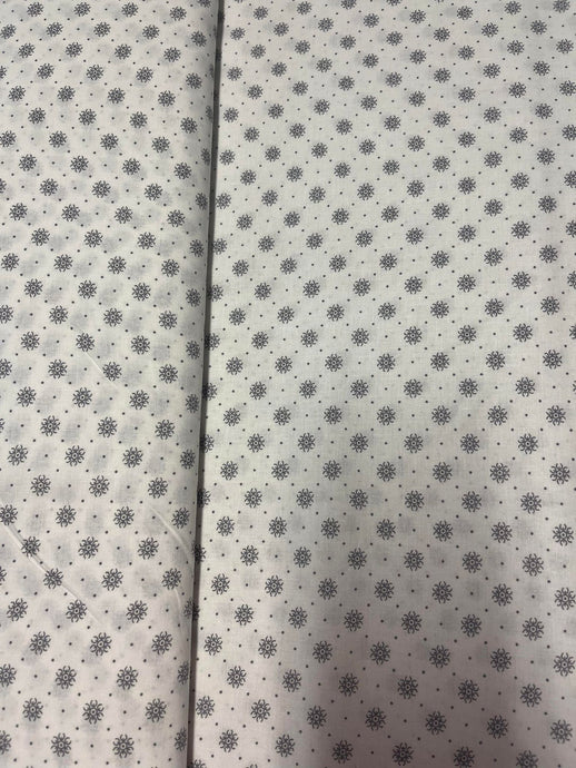 Tissu coton blanc imprimé gris
