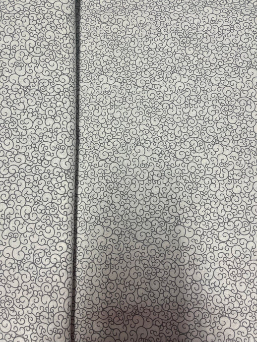 Tissu coton blanc avec imprimé gris