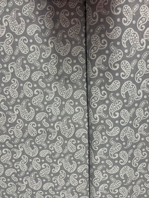Tissu coton gris avec imprimé