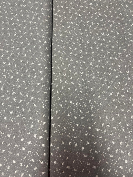 Tissu coton gris imprimé de fleurs