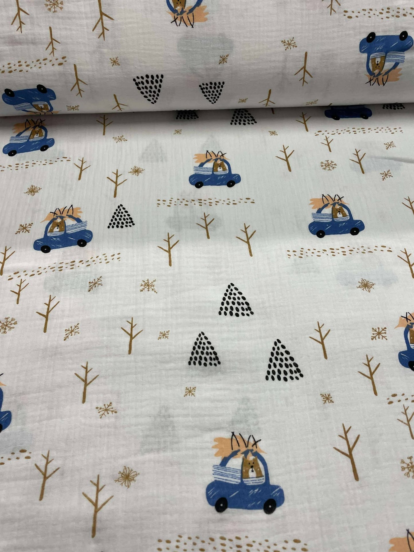 Tissu coton gaze imprimé de voitures