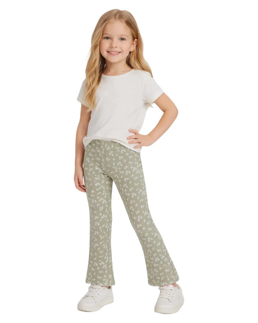 Legging vert imprimé de fleurs - Mandarine & Co.