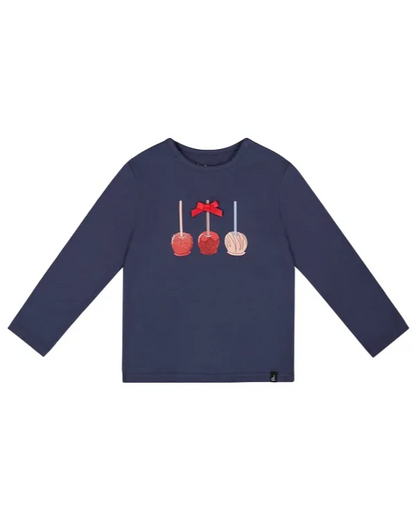Chandail marine imprimé de pommes - Deux par Deux