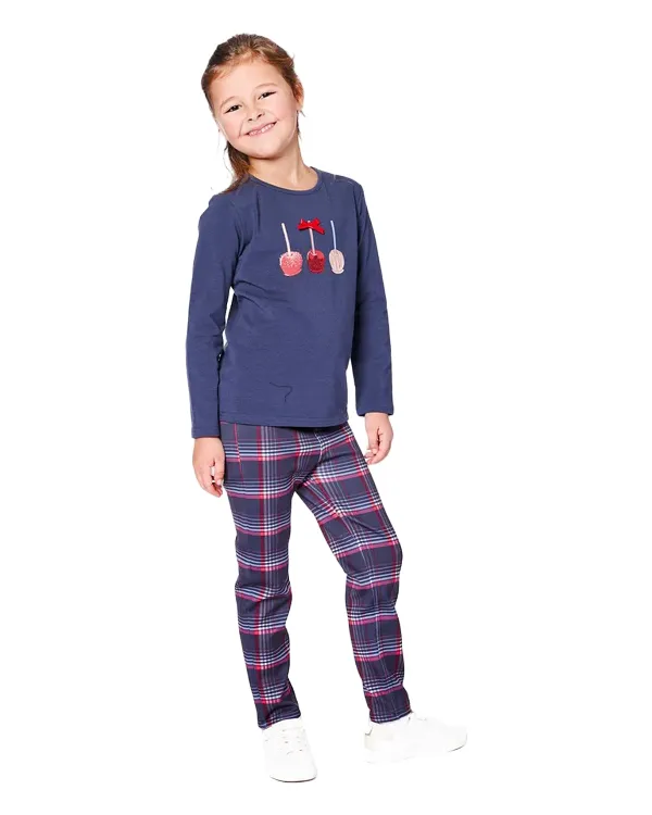 Chandail marine imprimé de pommes - Deux par Deux