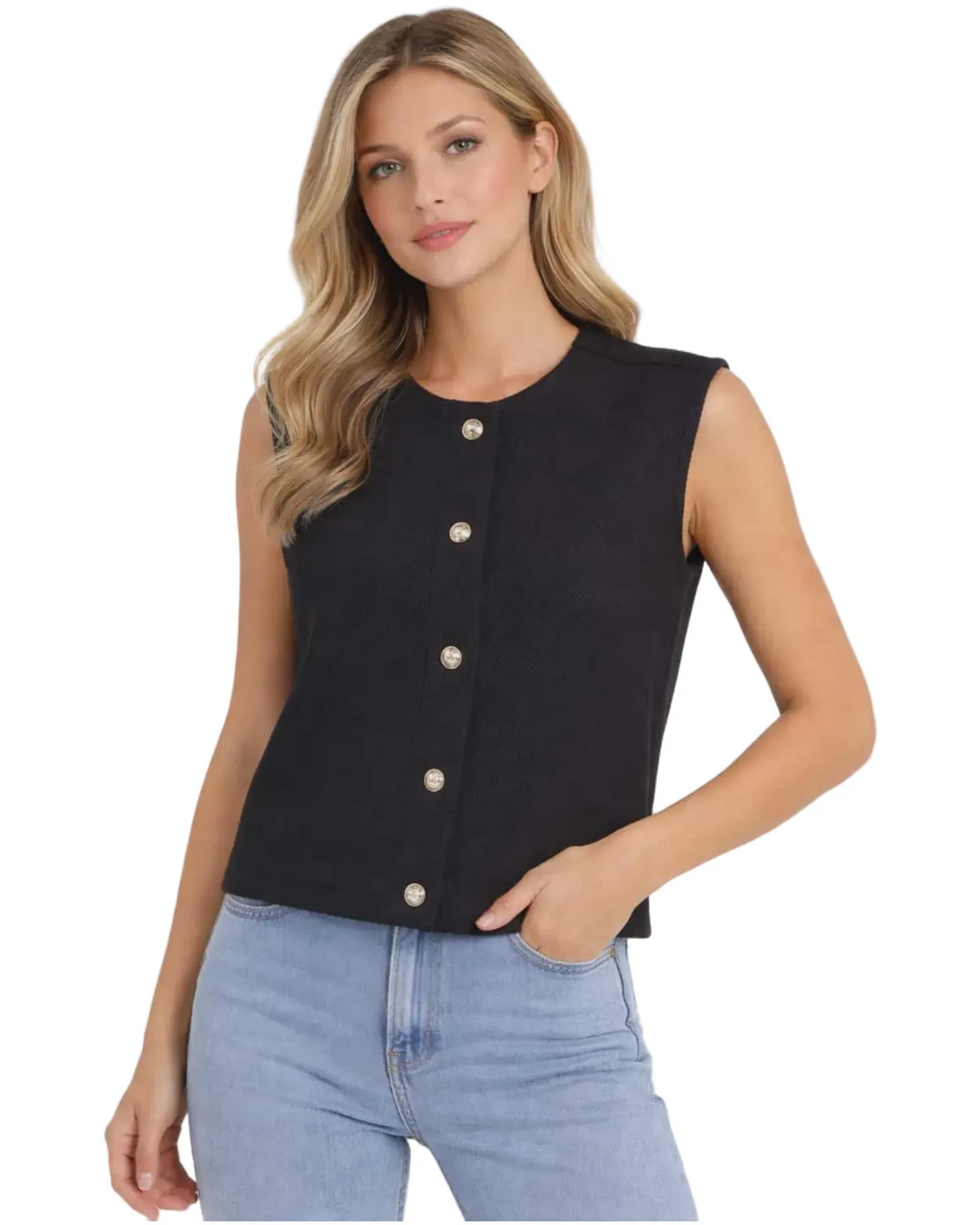 Camisole boutonnée noire - TRAMONTANA