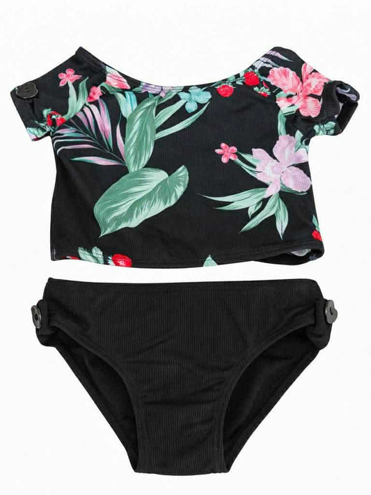 Maillot 2 pièces noir imprimé - Mandarine & Co.