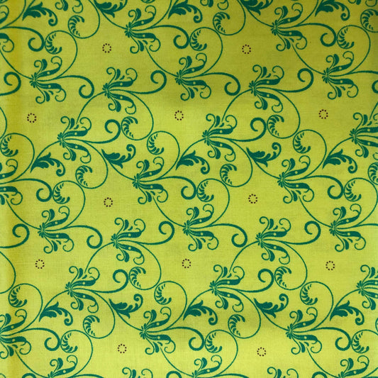 Tissu 100% coton à motifs verts