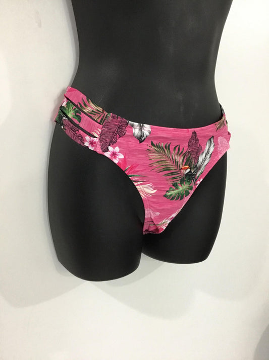 Culotte bikini rose imprimé tropical - Mandarine & Co.